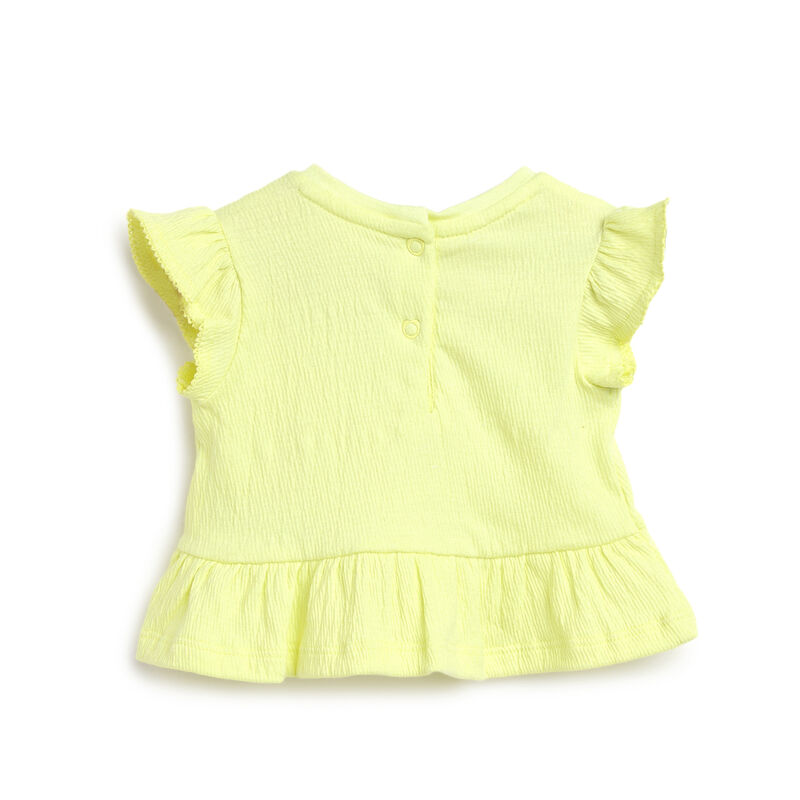 Girls Light Yellow Solid Short Sleeve T-Shirt image number 1